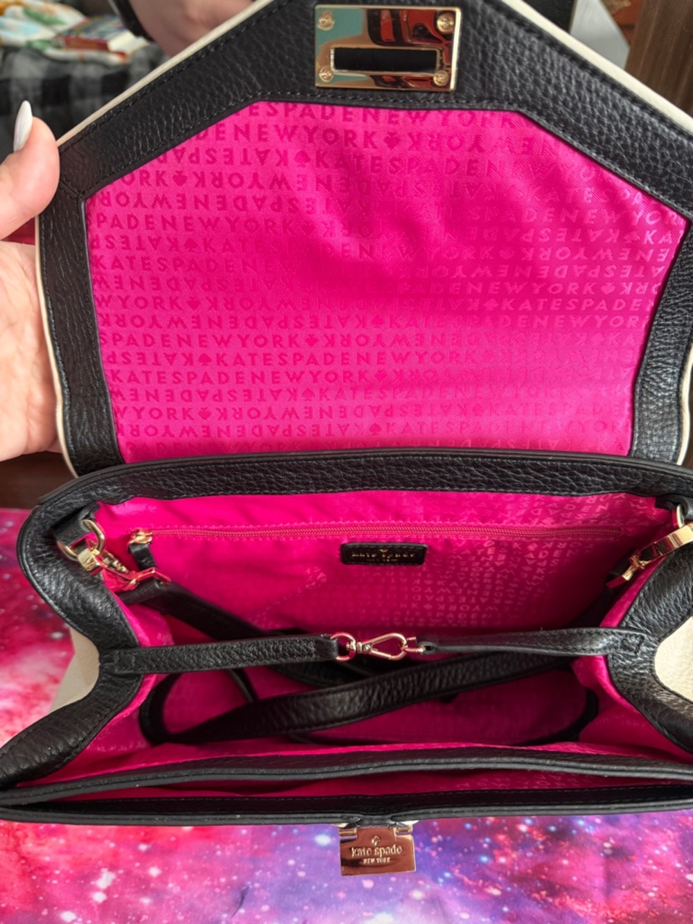 Kate Spade Laurel Wellesley Black with White Satchel - Picture 5 of 9